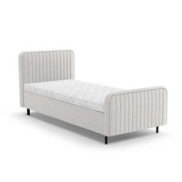 POLSTERBETT Lami 90x200, Einzelbett mit Bettkasten und Schaumstoffmatratze 10 cm, Creme - Creme/Schwarz, Textil/Metall (90/200cm) - Beautysofa
