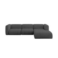 ECKSOFA Ottomane Rechts MIRA-L2 318x179x89 Dunkelgrau Velours - Dunkelgrau/Schwarz, Holzwerkstoff/Kunststoff (318/179cm) - ALTDECOR