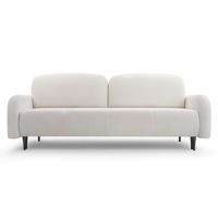 BETTSOFA VIVO Creme Geflochtener Stoff mit Schlaffunktion - Creme, Holz (230/95/102cm) - MASSENO