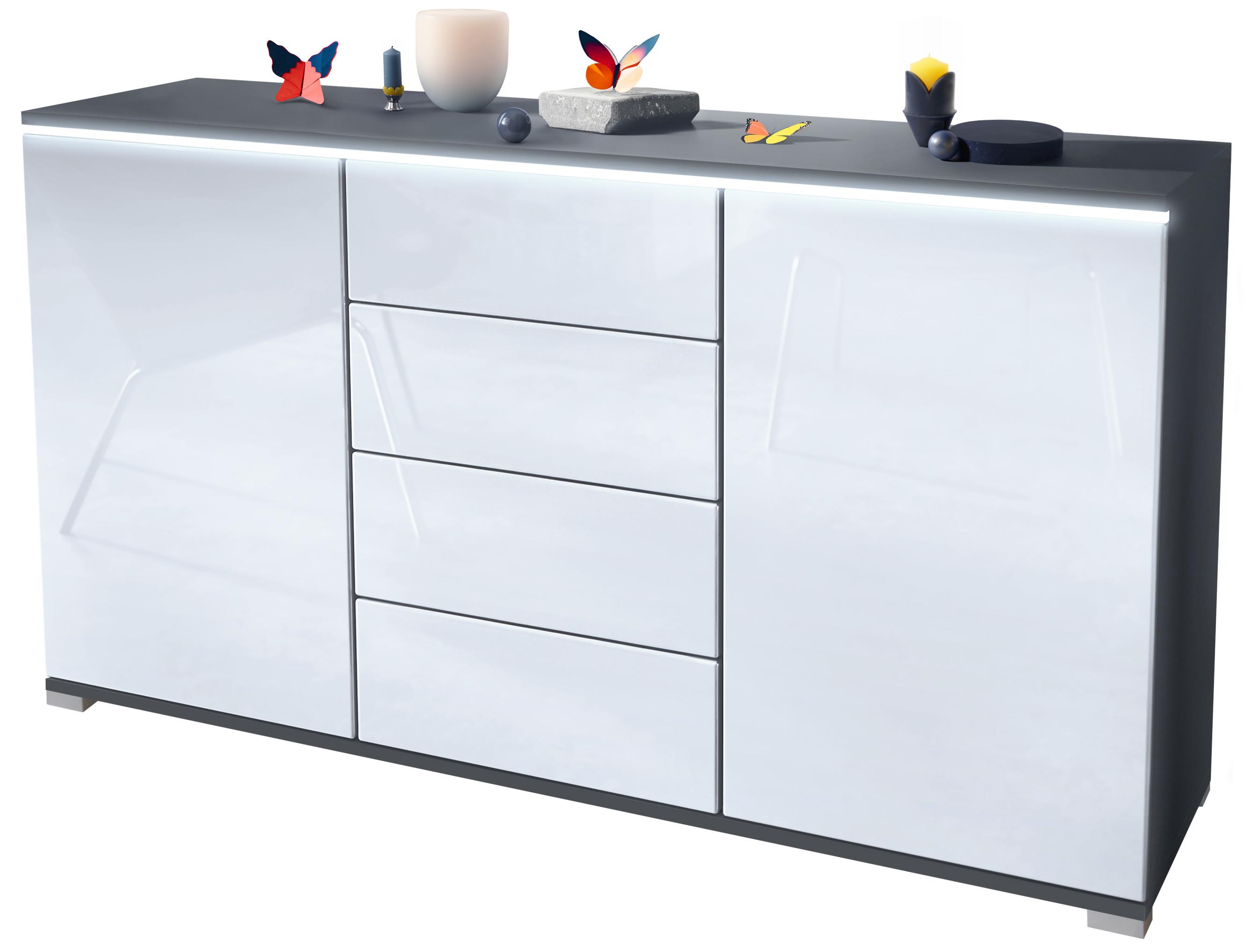 SIDEBOARD Faro Weiß Hochglanz - Weiß Hochglanz, Holzwerkstoff (138.5/75.5/35cm) - Vladon