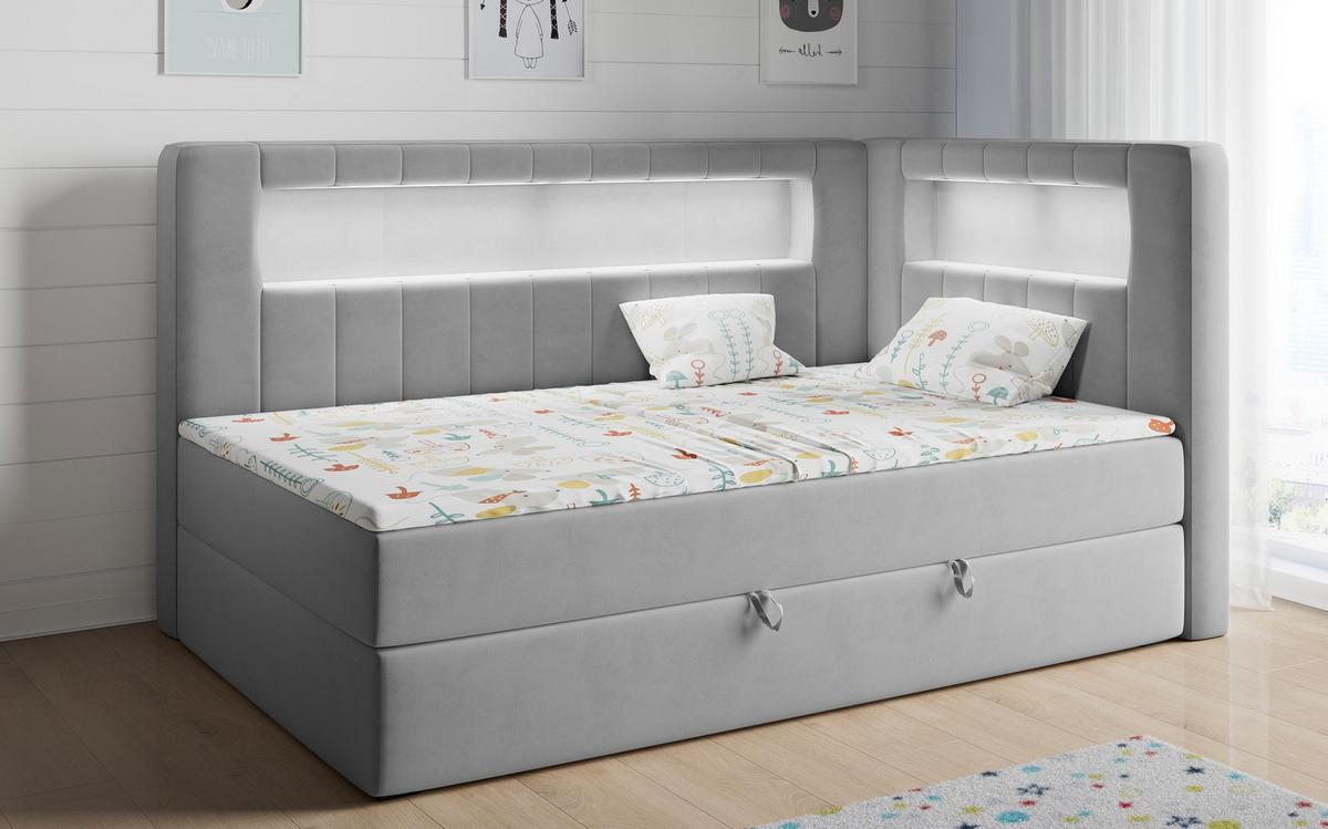 BOXSPRINGBETT JUNIOR GOLD 3 90/200 Grau - rechte Seite - Grau, Holz/Textil (90/200cm) - MKS
