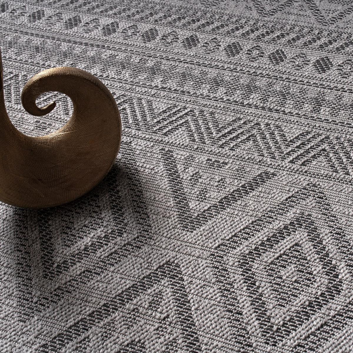 FLACHWEBTEPPICH, mit Rautenmuster, aus Polypropylen, Anthrazit, Ø 80 cm - Anthrazit, Textil (80/80cm) - KADIMA DESIGN