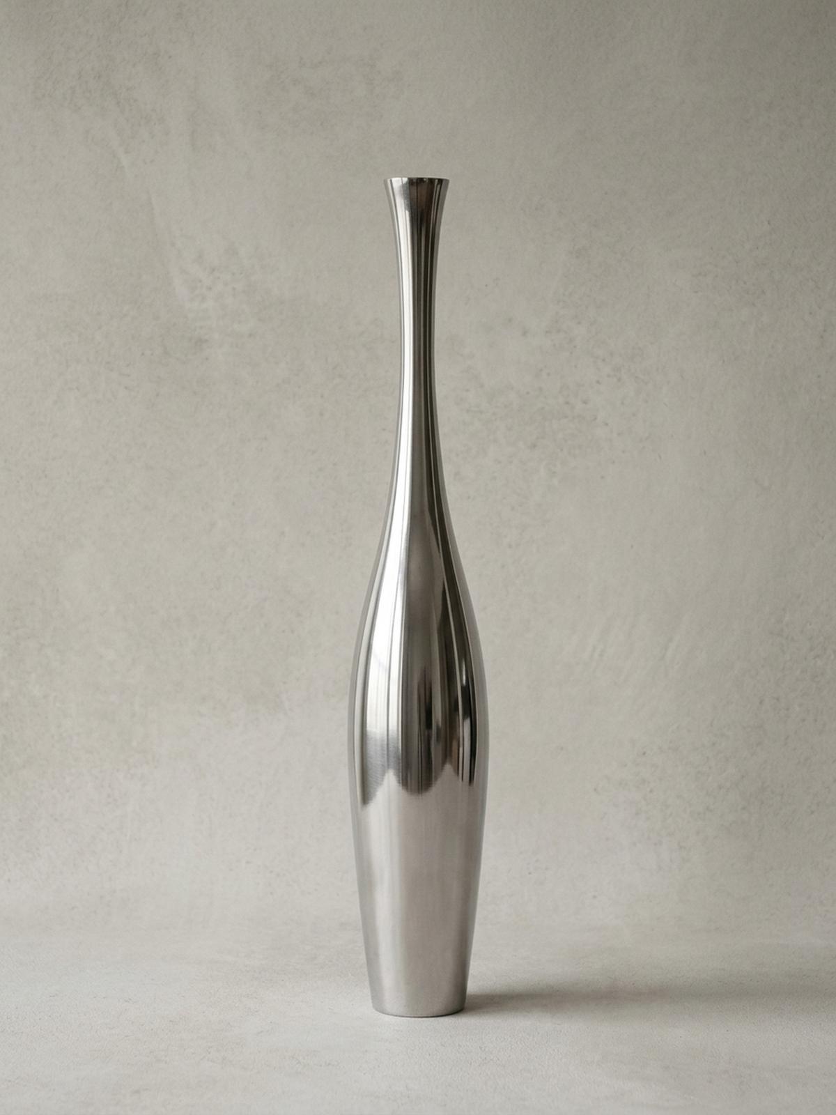 VASE Aluminium Modern Stil 100 cm hoch Silber handgefertigt - Silberfarben, Metall (75cm) - KADIMA DESIGN
