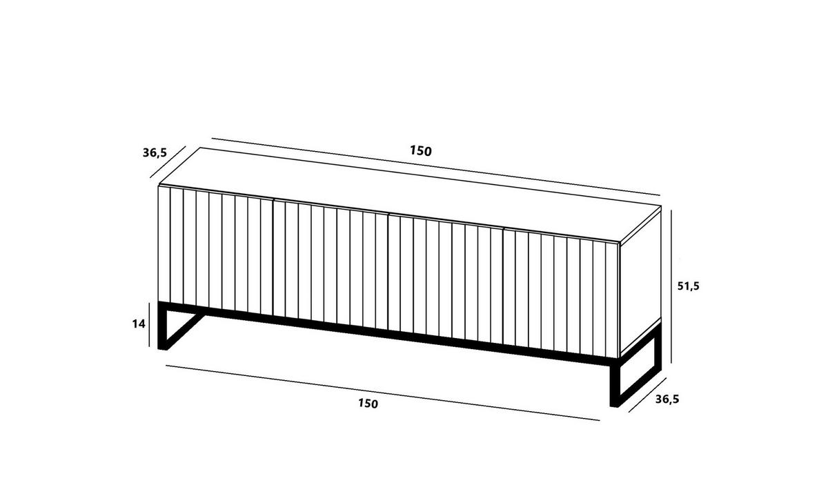 TV-SCHRANK Elpis Marineblau Matt mit Metallrahmen 150 cm - Blau/Kupferfarben, Holzwerkstoff/Metall (150/51.5/36.5cm) - Meble Lindner