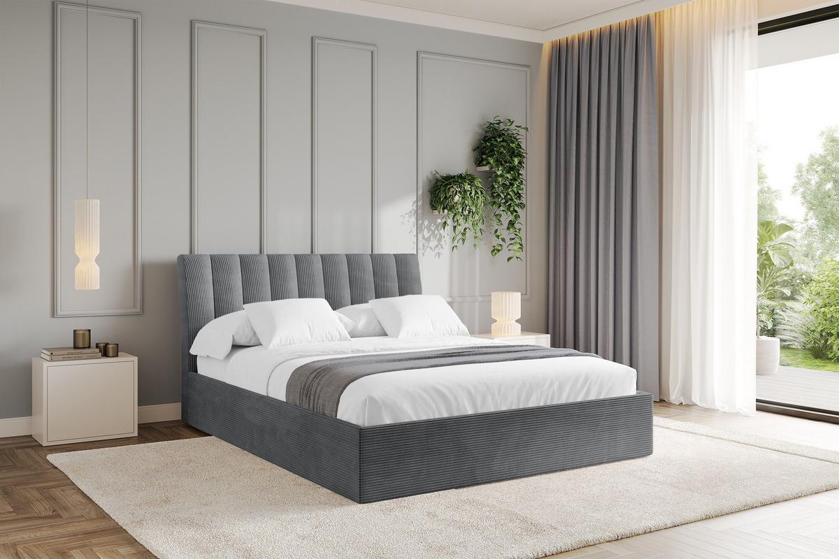 POLSTERBETT mit Bettkasten und Lattenrost, Bett mit Matratze H3/H4 - ILAN 160x200 Dunkelgrau - Anthrazit, Holzwerkstoff/Textil (160/200cm) - ALTDECOR