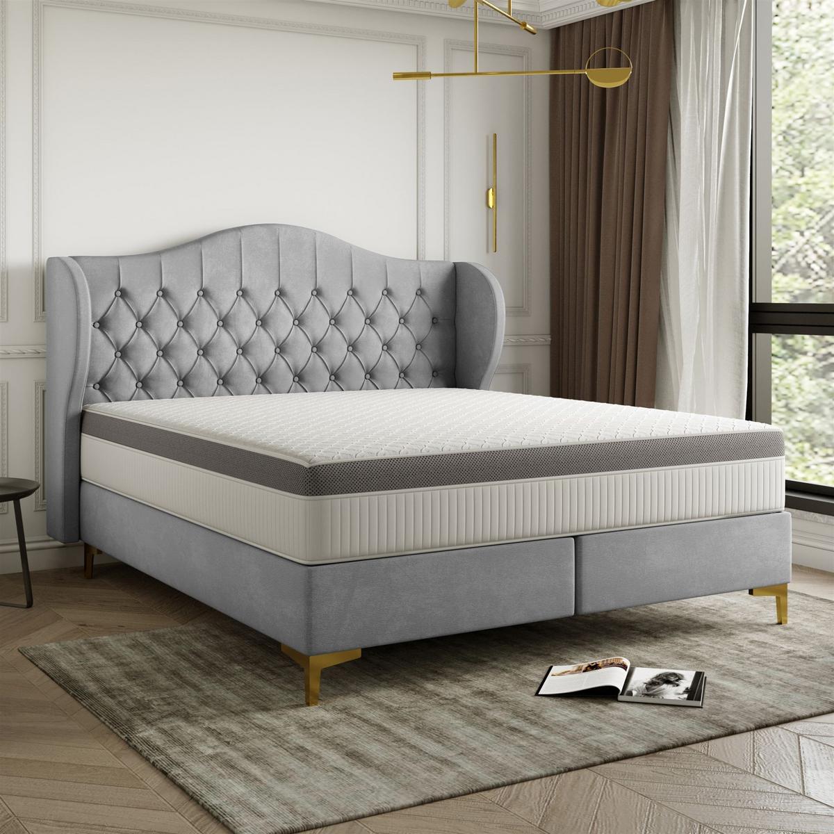 POLSTERBETT Pelagio In Whisper - Grau, Holzwerkstoff/Textil (180/200cm) - Fun Möbel