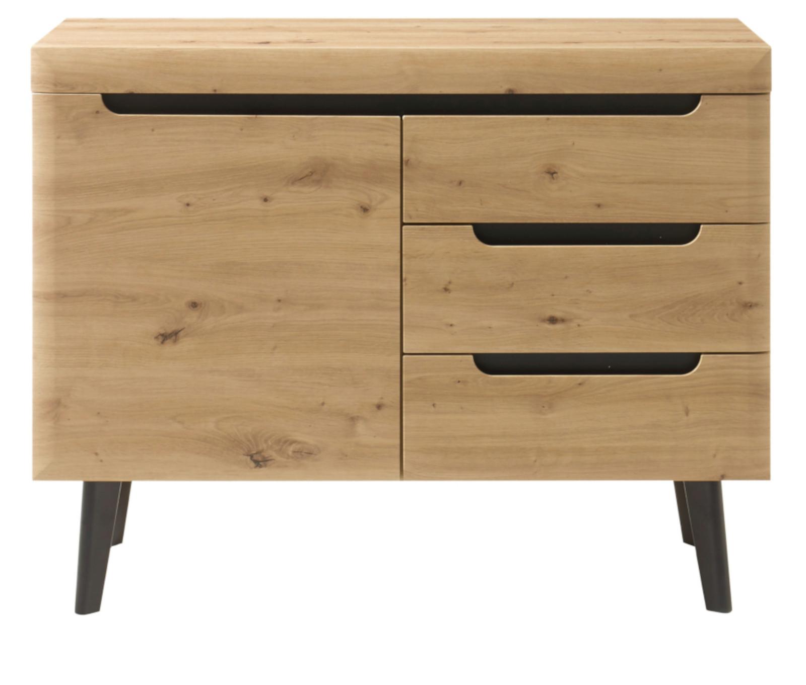 KOMMODE Eiche Artisan, schwarz 107 cm, Sideboard skandinavisch - Eichefarben/Schwarz, Holzwerkstoff (107/83/40cm) - Furn.Design