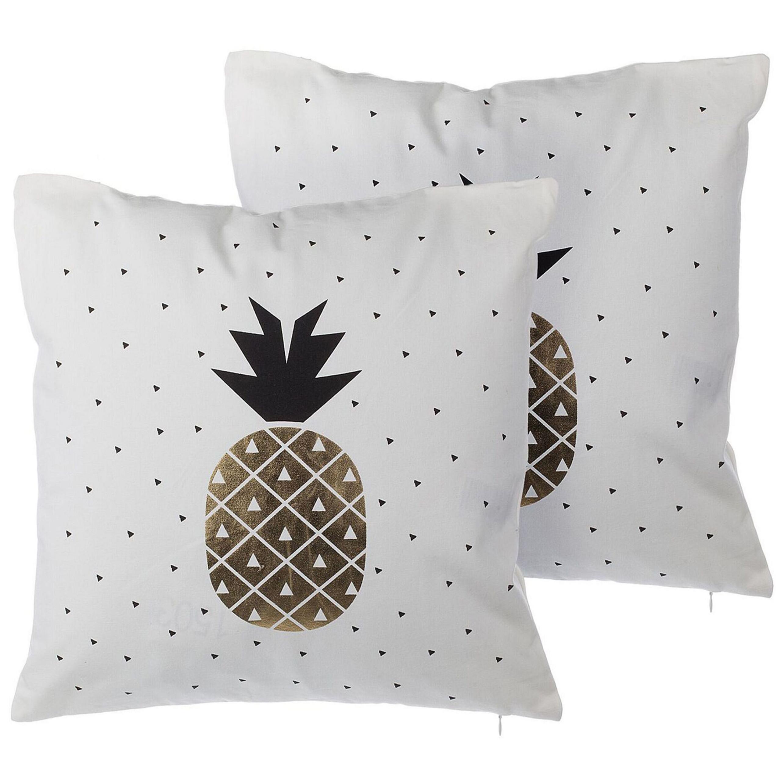 DEKOKISSEN 2er-Set Weiß 45/45 cm Yasmin - Weiß, Naturmaterialien/Textil (45/45cm) - Beliani