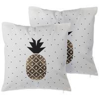 DEKOKISSEN 2er-Set Weiß 45/45 cm Yasmin - Weiß, Naturmaterialien/Textil (45/45cm) - Beliani