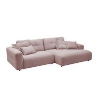 ECKSOFA MIKA Pink Cord - Schwarz/Rosa, Kunststoff/Textil (276/167cm) - KAWOLA