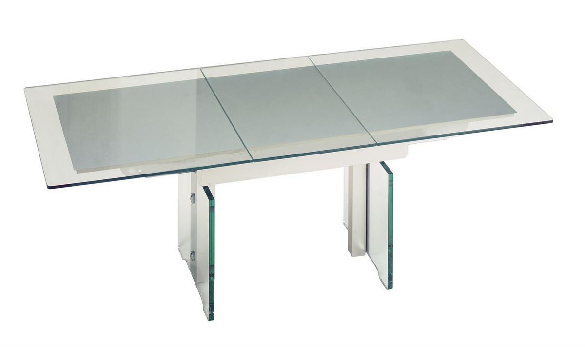 FUNKTIONSTISCH Candice höhenverstellbar und ausziehbar 125(165,5) x 75 x 56-75 Couchtisch massiv Glas/Perlsilber - Naturfarben, Holz (125/75/56cm) - 58aufmkessel