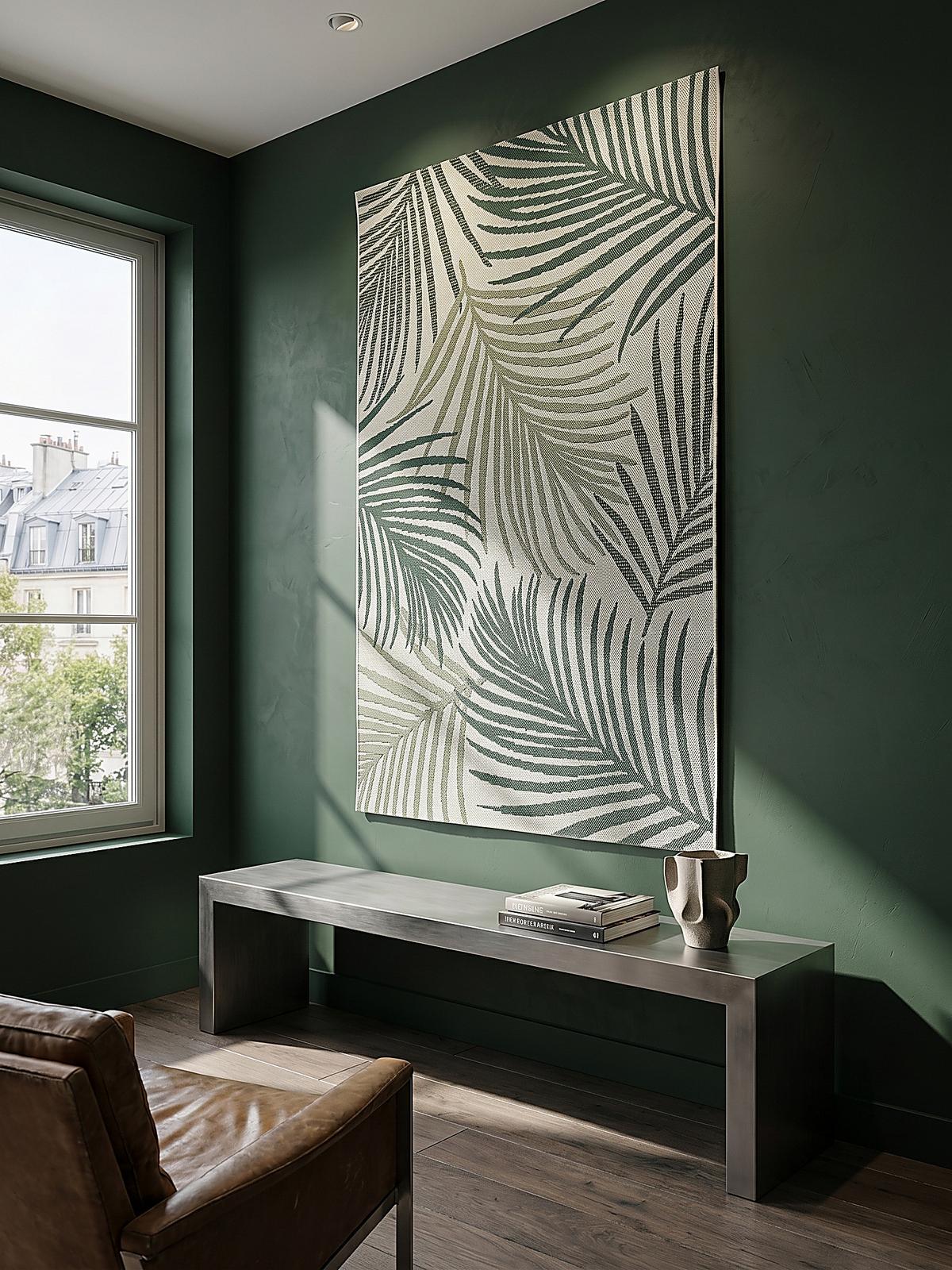 TEPPICHLÄUFER Palmblätter BORNO Polypropylen Grün 80 x 200 cm - Grün, Textil (80/200cm) - KADIMA DESIGN
