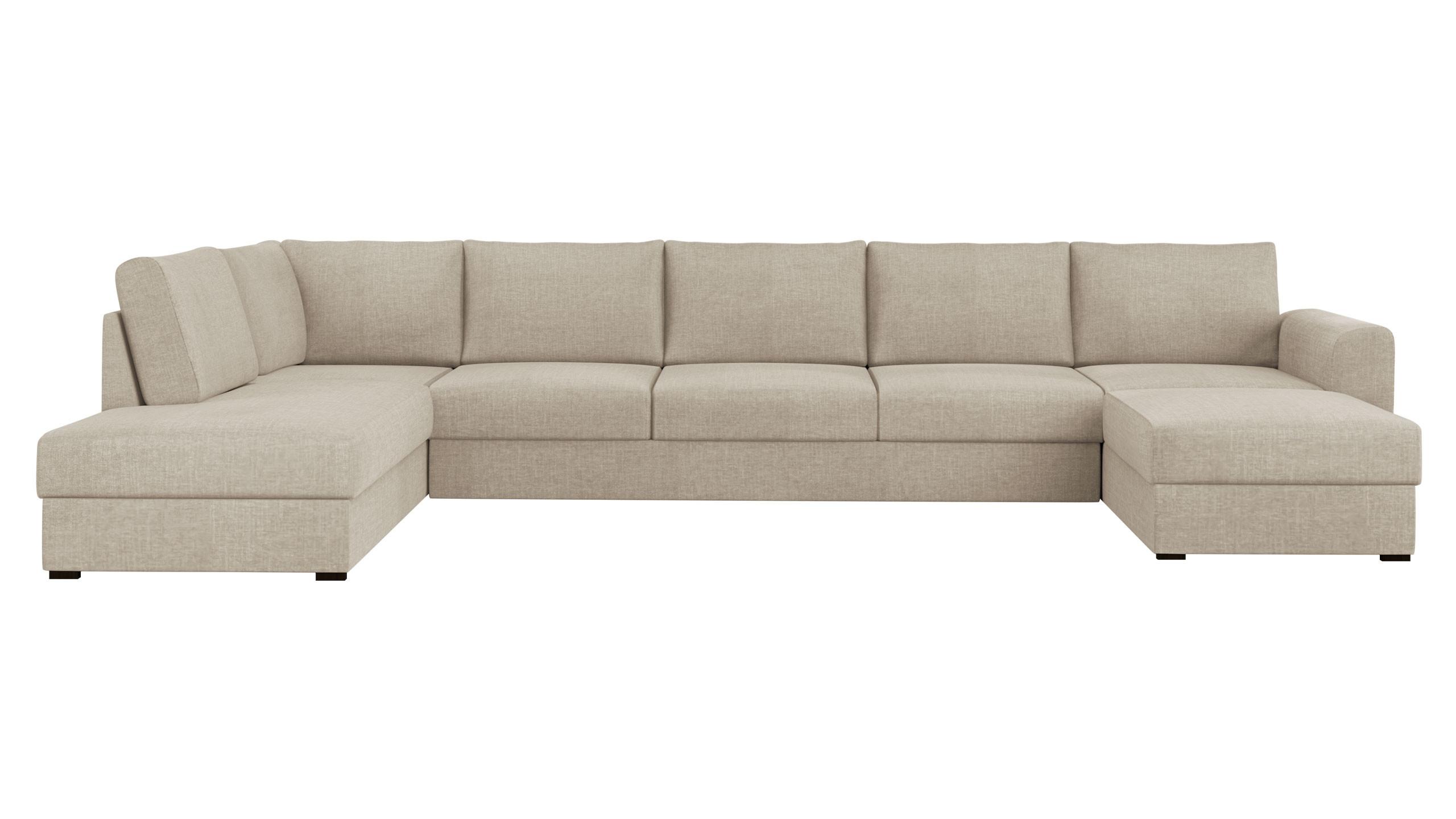 WOHNLANDSCHAFT Wilma Large Premium, Seite: Links - Beige/Schwarz, Holz/Textil (370/85/186cm) - MIRJAN24
