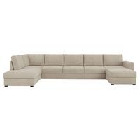 WOHNLANDSCHAFT Wilma Large Premium, Seite: Links - Beige/Schwarz, Holz/Textil (370/85/186cm) - MIRJAN24