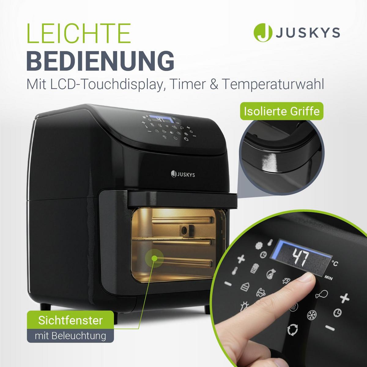 HEISSLUFTFRITTEUSE 12 L - Schwarz, Kunststoff (32/38/34cm) - Juskys