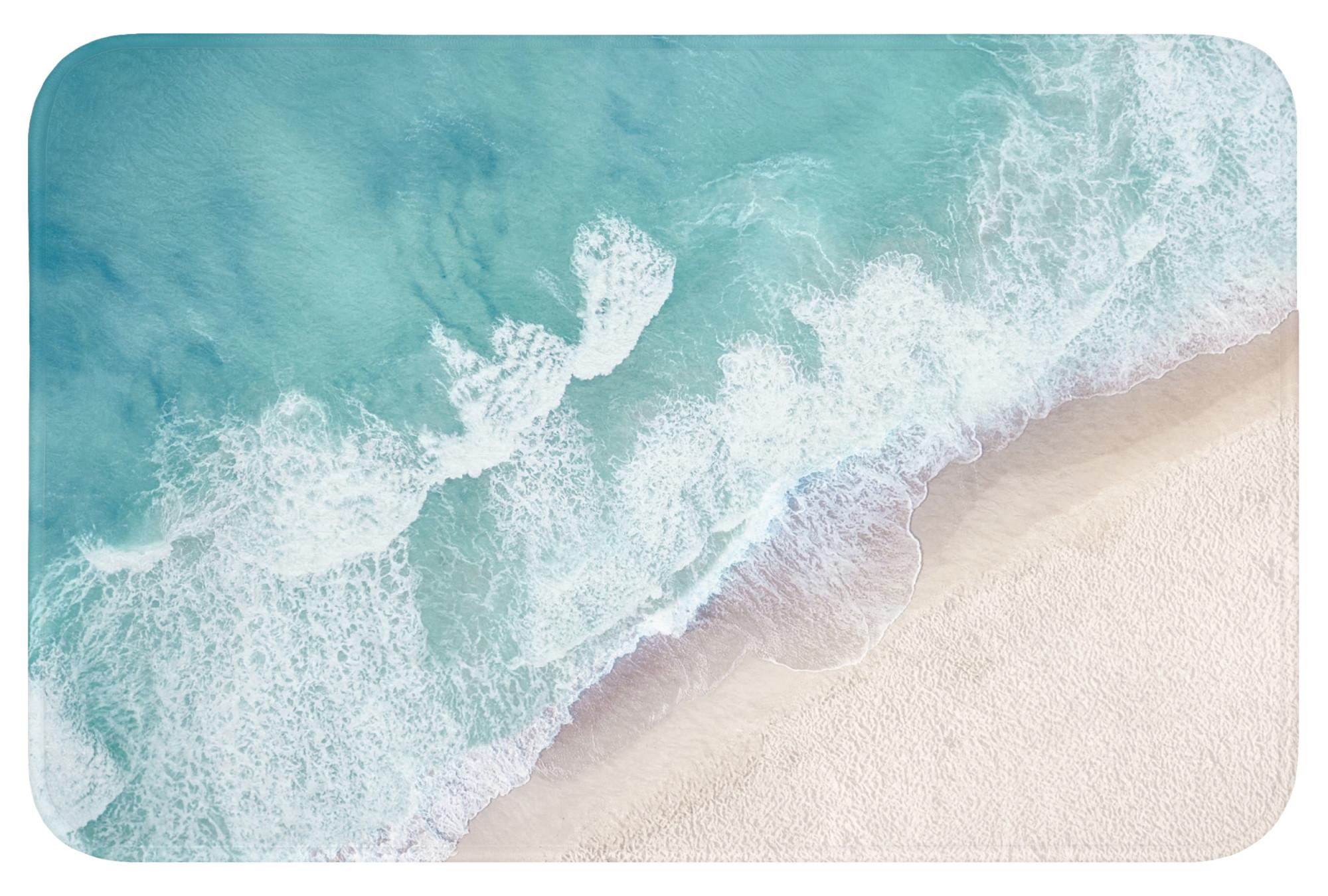 BADEMATTE Strand - Meer - Natur - Sommer Rutschfest 60x40 cm - Türkis, Textil (60/40cm) - OnlyWow