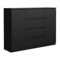 KOMMODE NUDO 138,5/101,5/39cm mit 4 Schubladen 2 Türen Schwarz - Schwarz, Holzwerkstoff (138.5/101.5/39cm) - MASSENO
