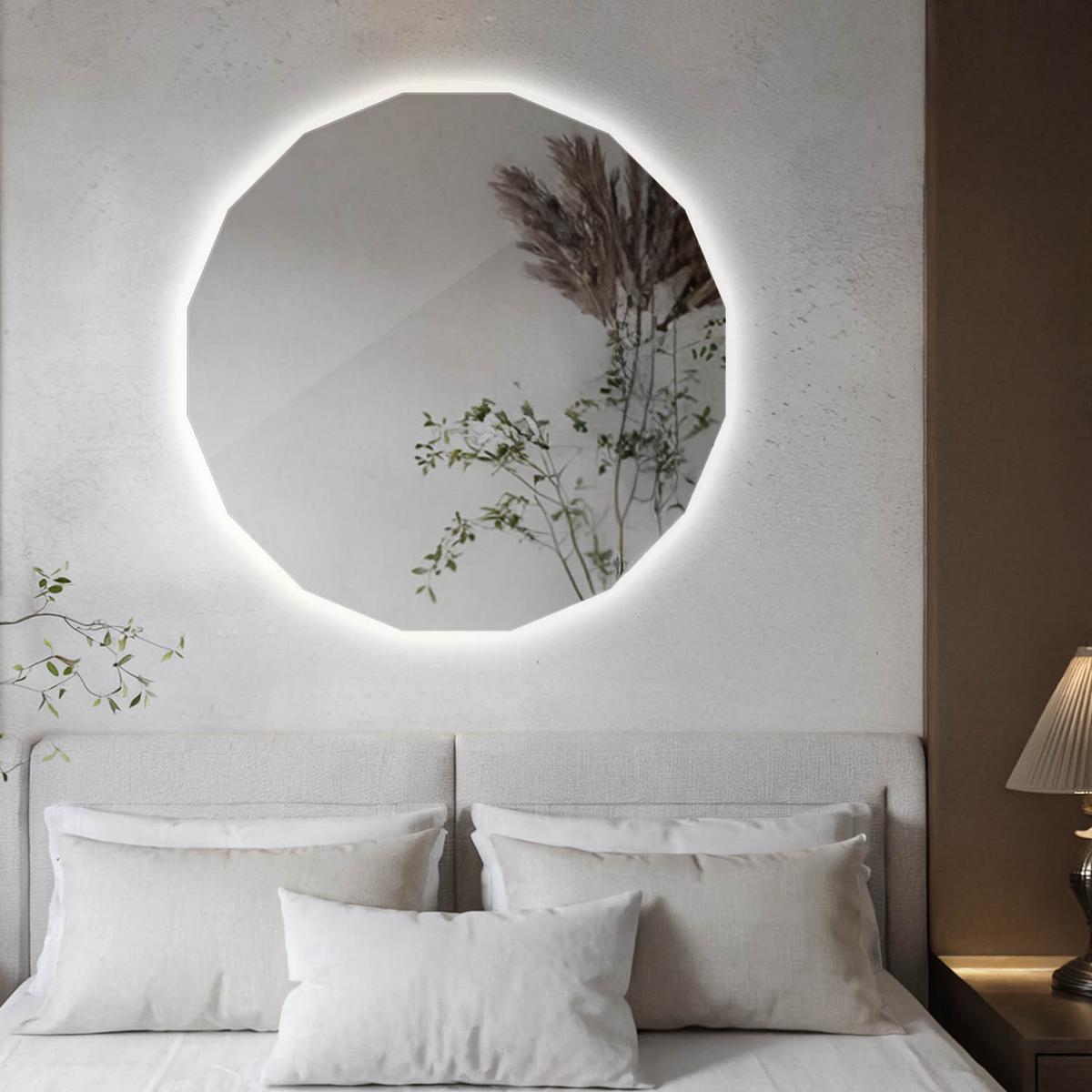 LED-SPIEGEL 80 cm x 80 cm Asymmetrische Form Neutralweiß 4000 K - Silberfarben, Glas (80/80/0.4cm) - Wallfluent
