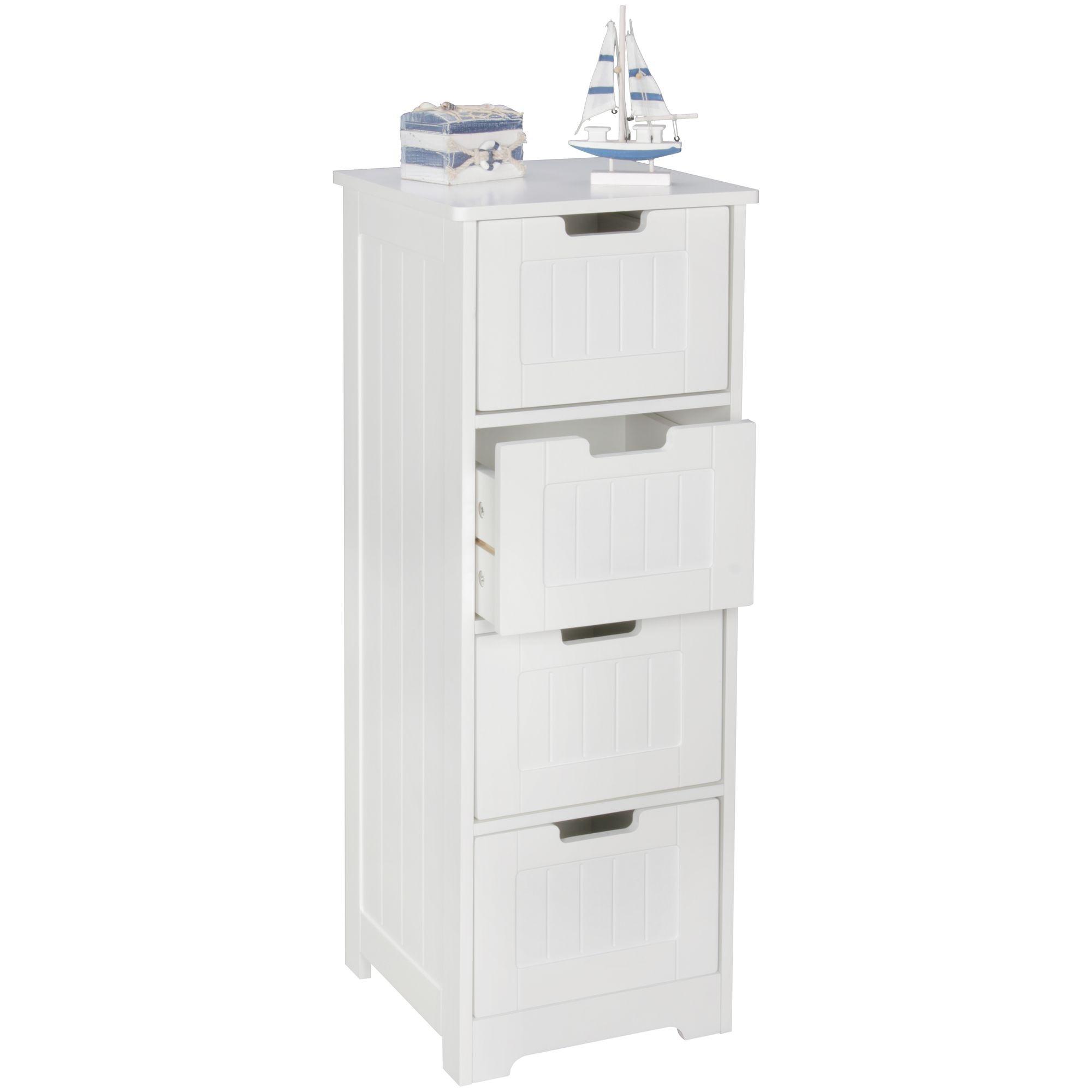 BADSCHRANK Weiß 30x83x30 cm im Landhausstil aus MDF mit 4 Schubladen PATTI - Weiß, Holzwerkstoff (30/83/30cm) - KADIMA DESIGN