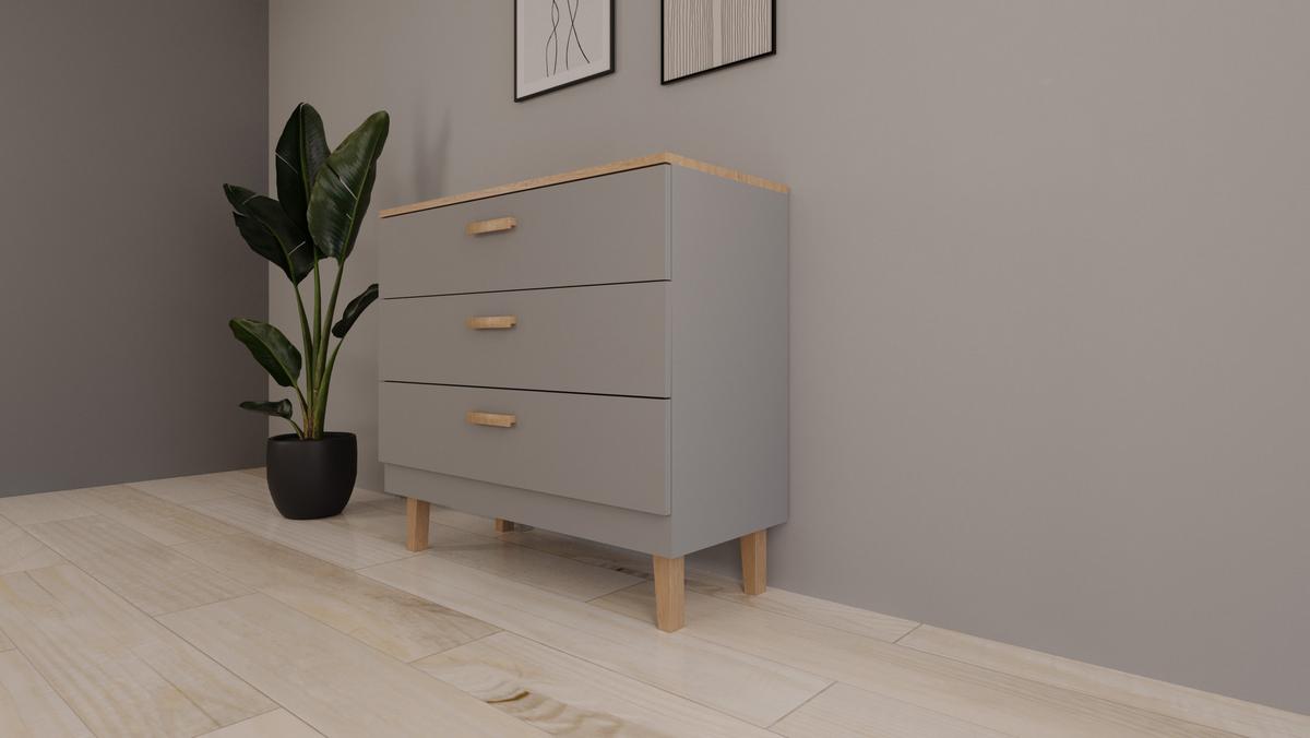 KOMMODE Denver - Grau, Holzwerkstoff (100/90/47cm) - RAUMHIRSCH FURNITURE