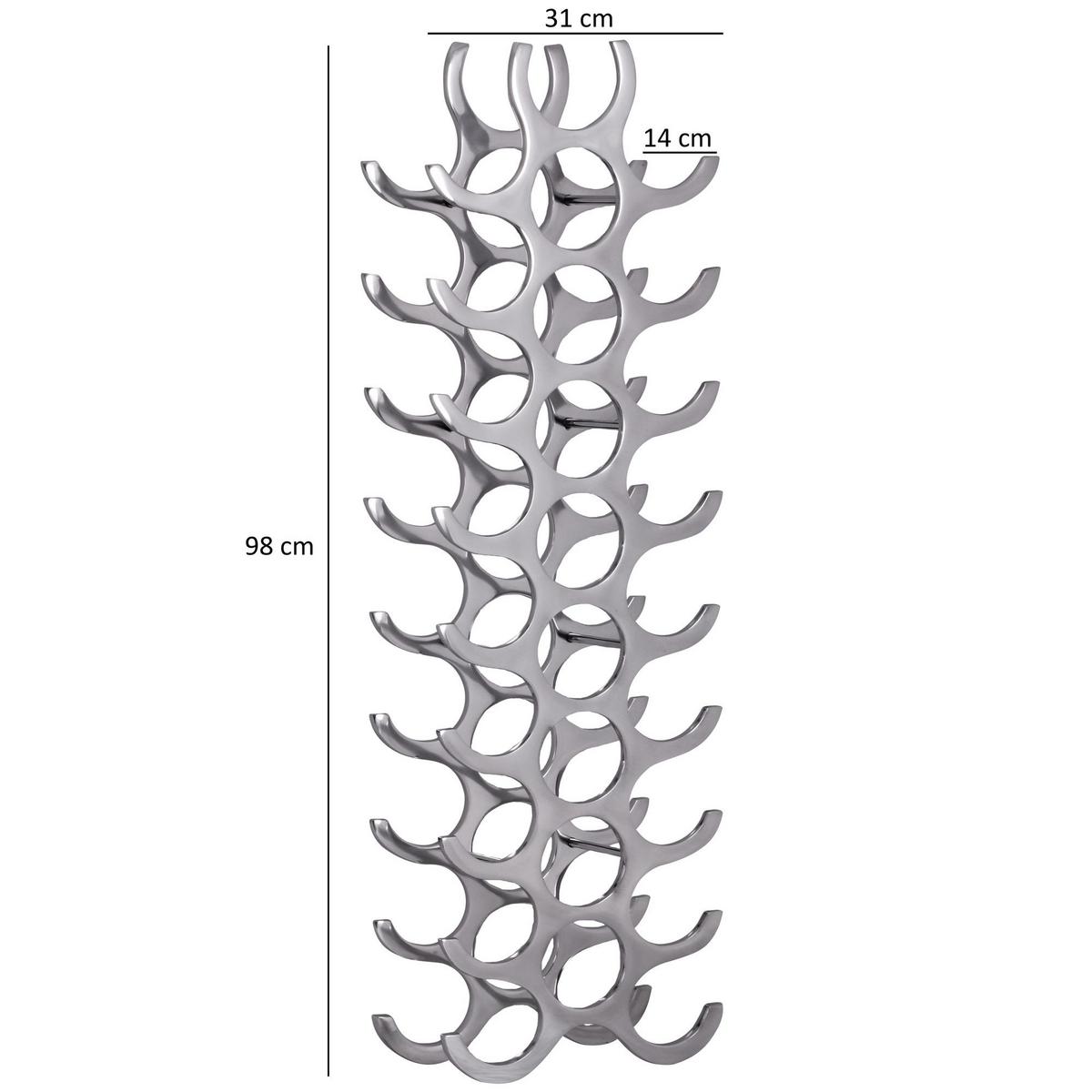WEINREGAL Aluminium Modern Stil für 27 Flaschen stehend 98x31x14cm - Silberfarben, Metall (31/98/14cm) - KADIMA DESIGN