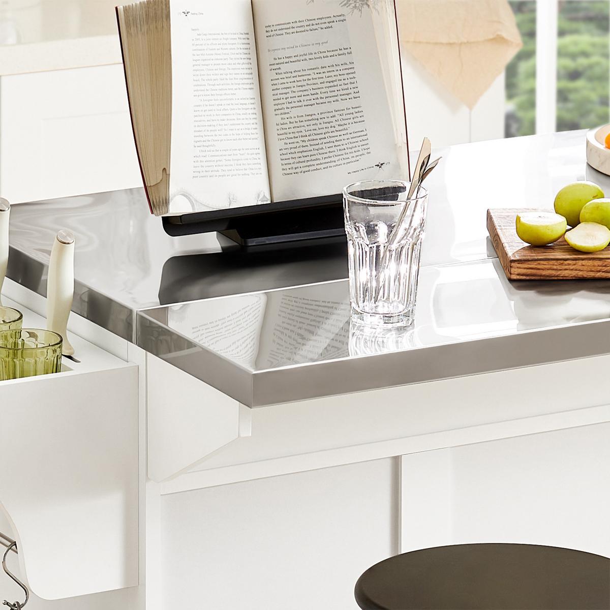 KÜCHENINSEL Weiß - Weiß/Grau, Holzwerkstoff (130/91/46cm) - SoBuy
