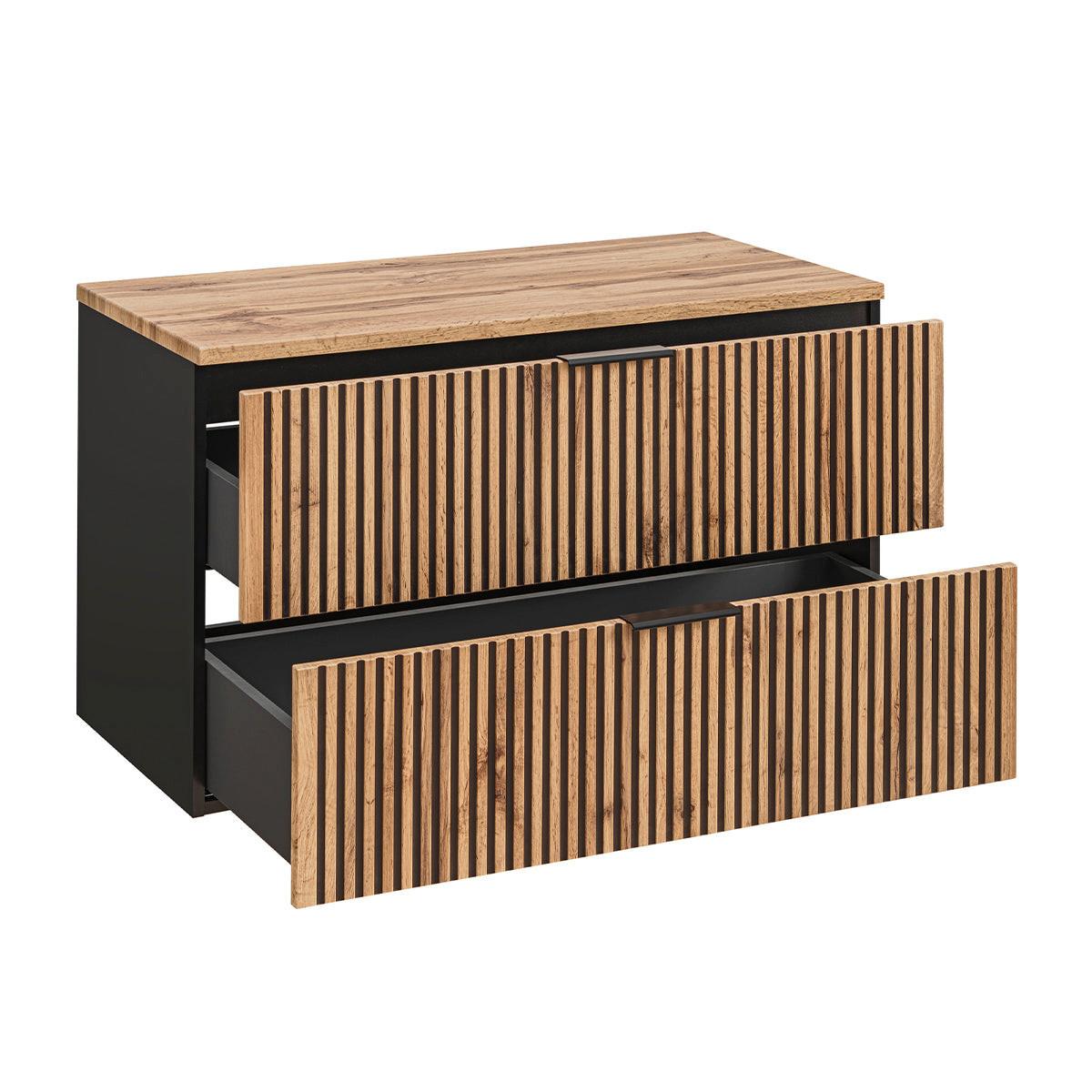 WASCHTISCH 100.6cm Gaia Holz in Eichenoptik und Schwarz - Schwarz, Holzwerkstoff (100.6/59/46cm) - Petits-meubles