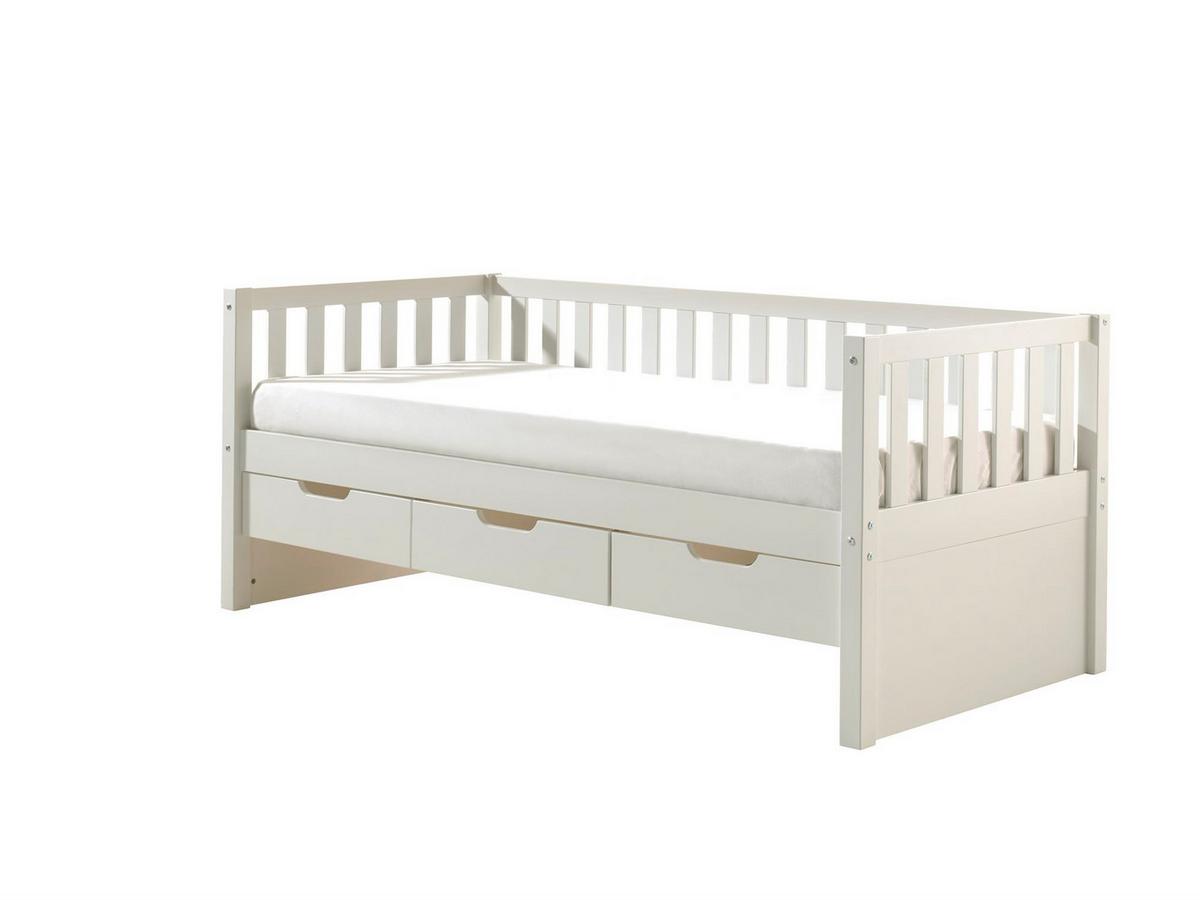 KOJENBETT mit Schubladen Karena 211x86x98 aus Massivholz in Weiß - Weiß, Holz (90/200cm) - 58aufmkessel