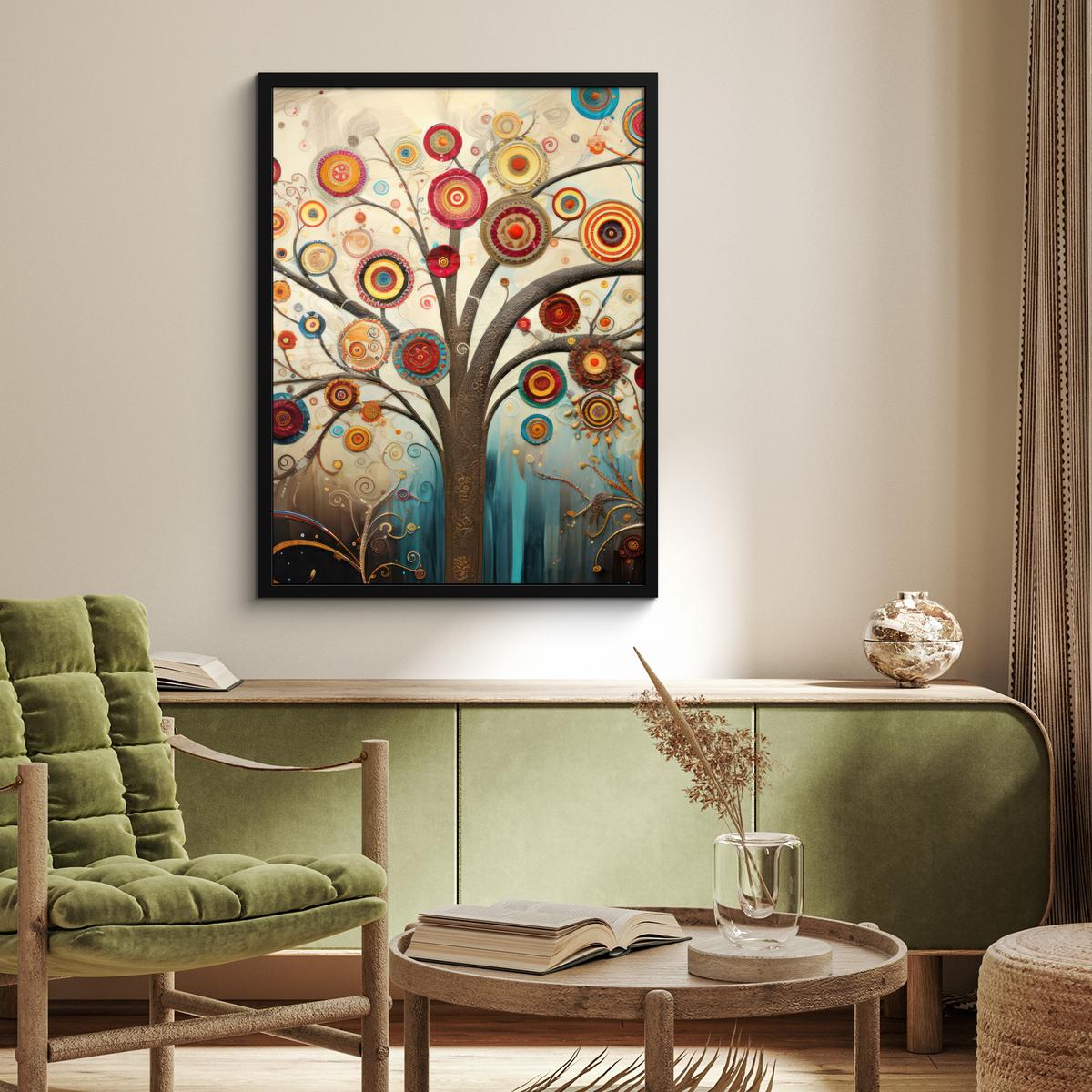 POSTER MIT RAHMENGERAHMTES BILD Baum - Baum des Lebens - Farbe Posterleiste 60x80 cm - Braun, Papier (60/80cm) - MuchoWow