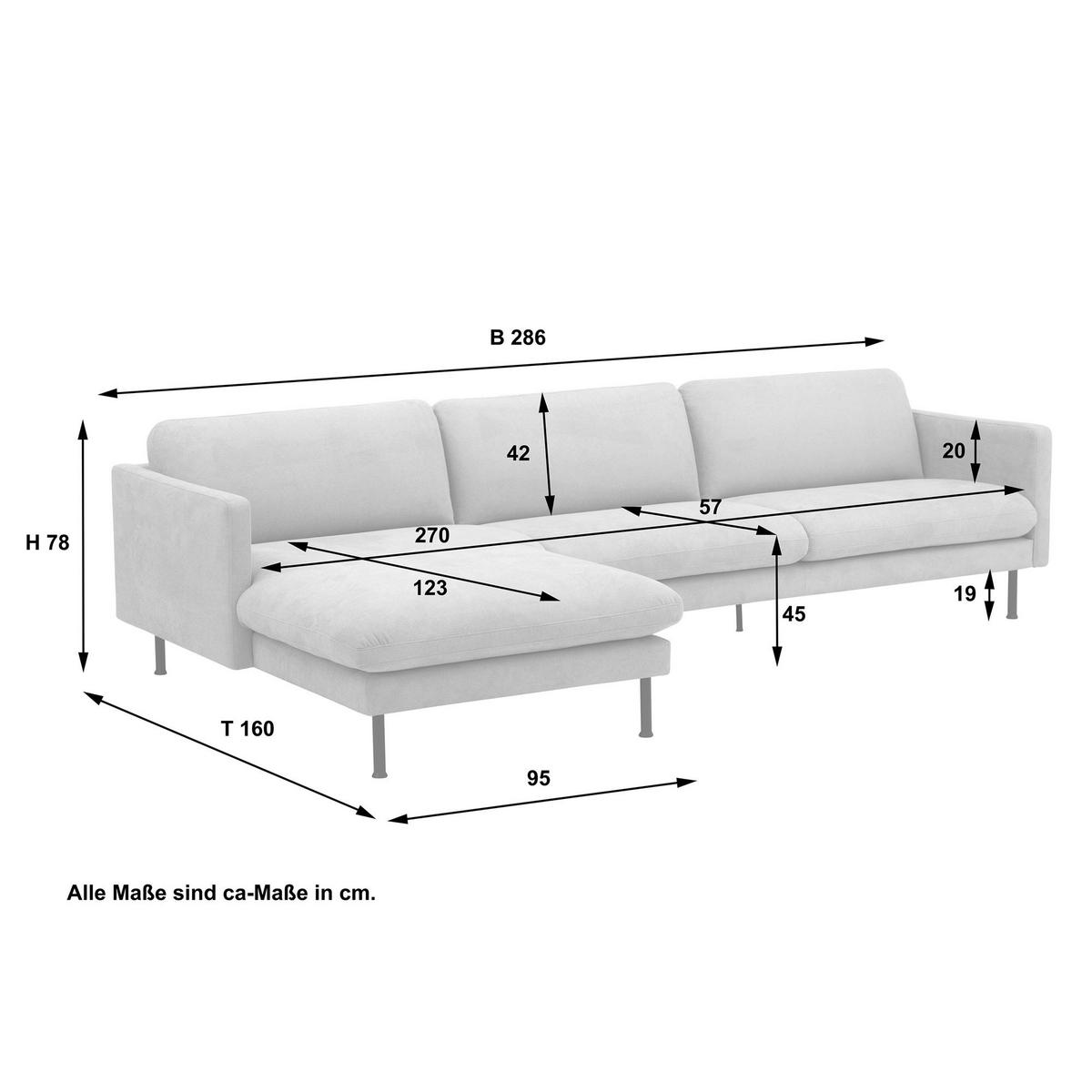 ECKSOFA mit Longchair links Katina Flachgewebe beige - Beige, Kunststoff (160/286cm) - 58aufmkessel