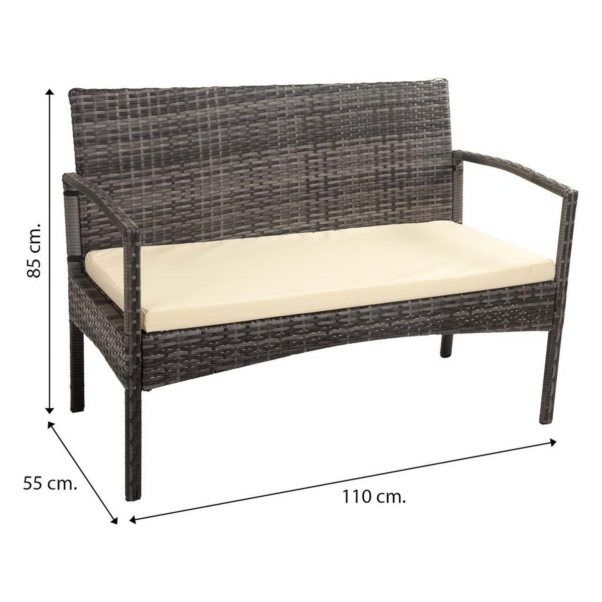 BANK, grau, 110x55x85cm - Grau, Naturmaterialien (110/85/55cm) - Wanderlust