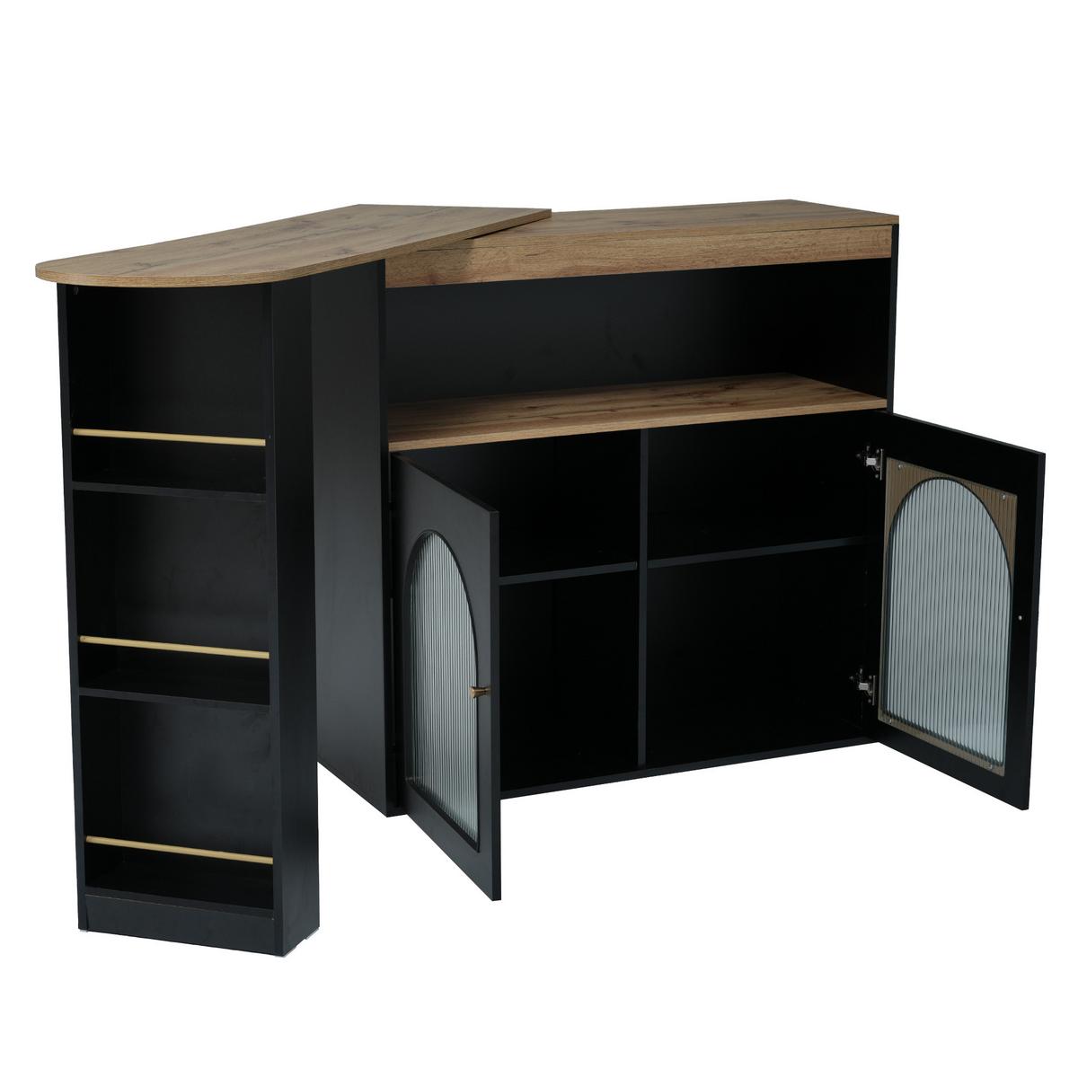 BARSCHRANK Schwarz 138/39/105cm - Braun, Holzwerkstoff/Metall (138/39/105cm) - Urban Meuble