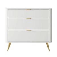 KOMMODE Oval Weiß 92 cm - Goldfarben/Weiß, Holzwerkstoff/Metall (92.4/83.6/38cm) - Selsey