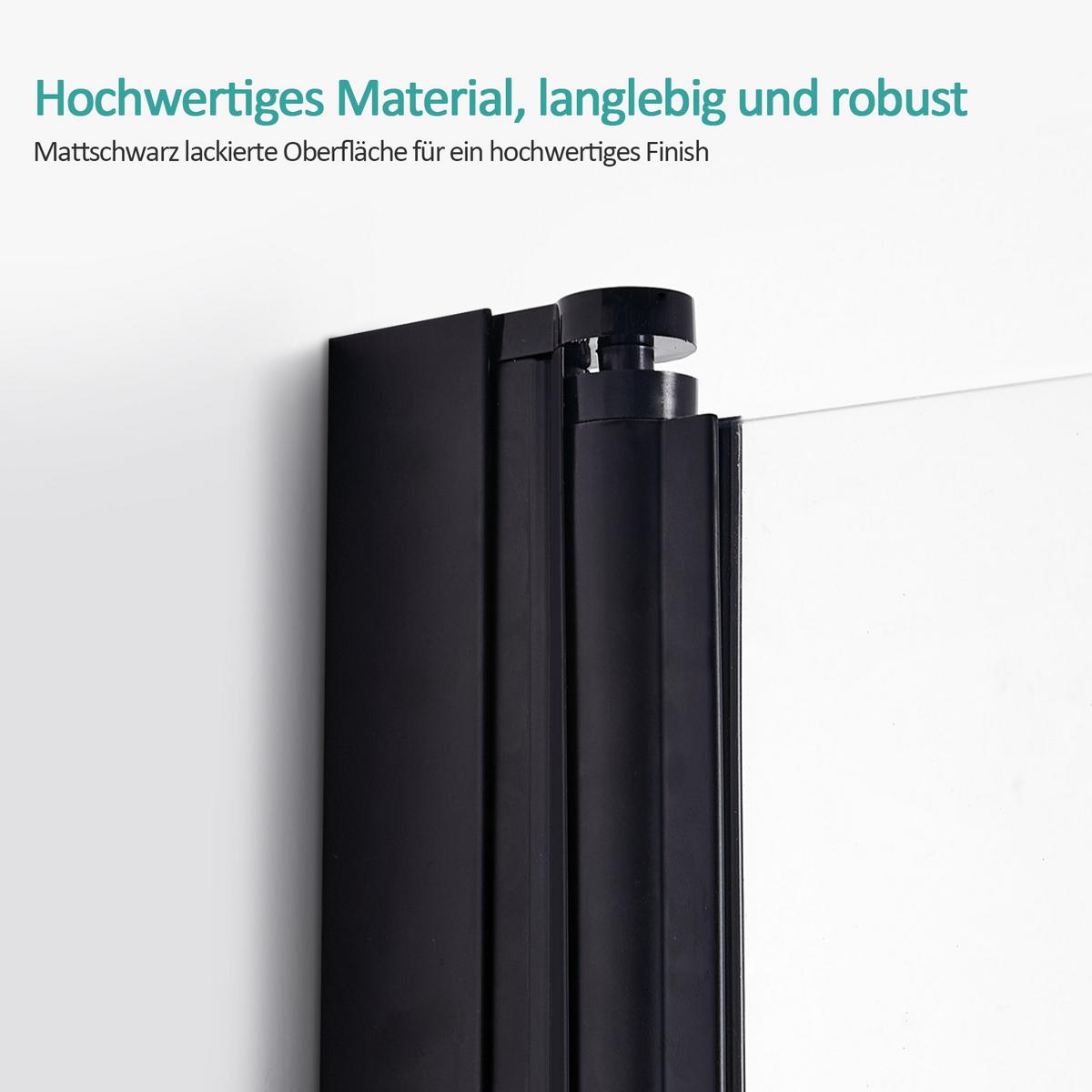 BADEWANNENAUFSATZ 3-teilig faltbar schwarz 130/140 cm - Schwarz, Glas (130/140cm) - EMKE