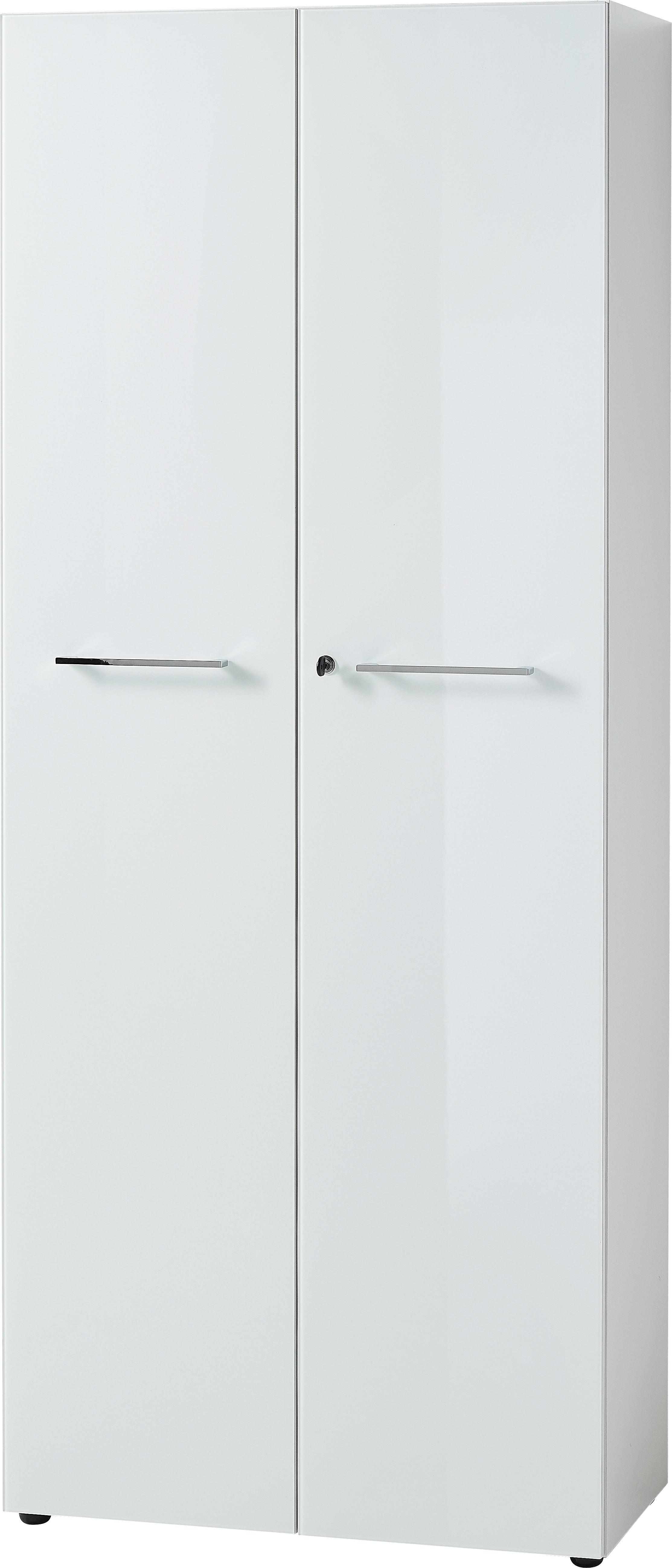 AKTENSCHRANK MUENCHEN 80x37x196cm | 5 Ordnerhöhen | Glasfront & Abschließbar | Weiß - Weiß, Holzwerkstoff/Metall (80/196/37cm) - KADIMA DESIGN
