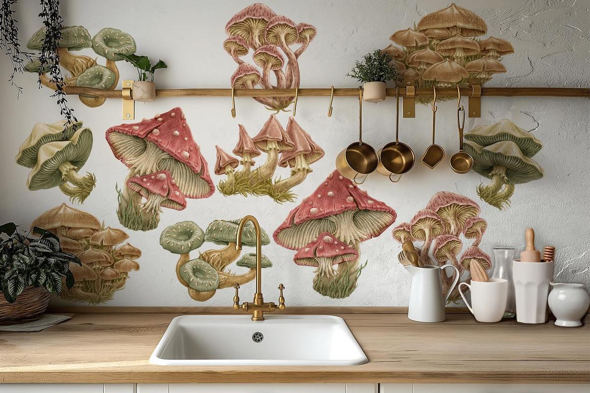 WANDAUFKLEBER 100x40cm - Pilzwiese - Multicolor, Kunststoff (100/40/0.1cm) - Wallfluent