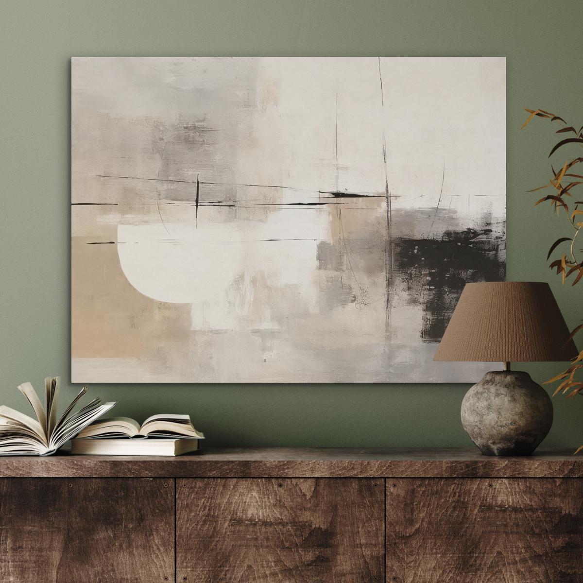 AKUSTIKBILD Abstrakt - Kunst - Grau Gemälde 80x60 cm - Hellgrau, Kunststoff (80/60/0.9cm) - MuchoWow