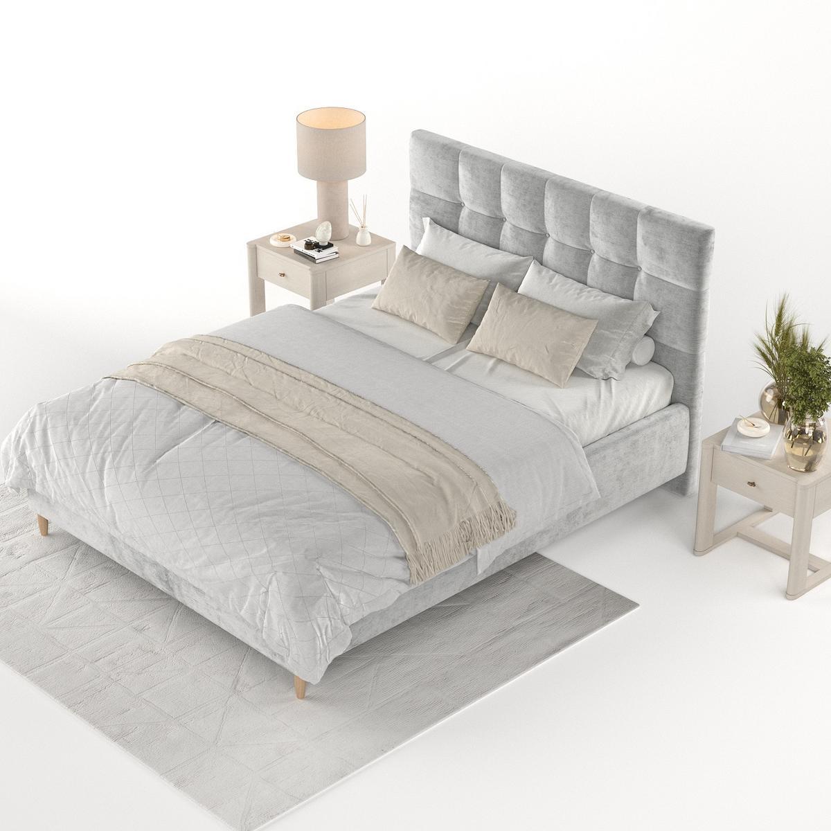 POLSTERBETT Cora 180/200 cm Hellgrau im Lotta Stoff - Hellgrau/Naturfarben, Holz/Holzwerkstoff (180/200cm) - AltaBeds