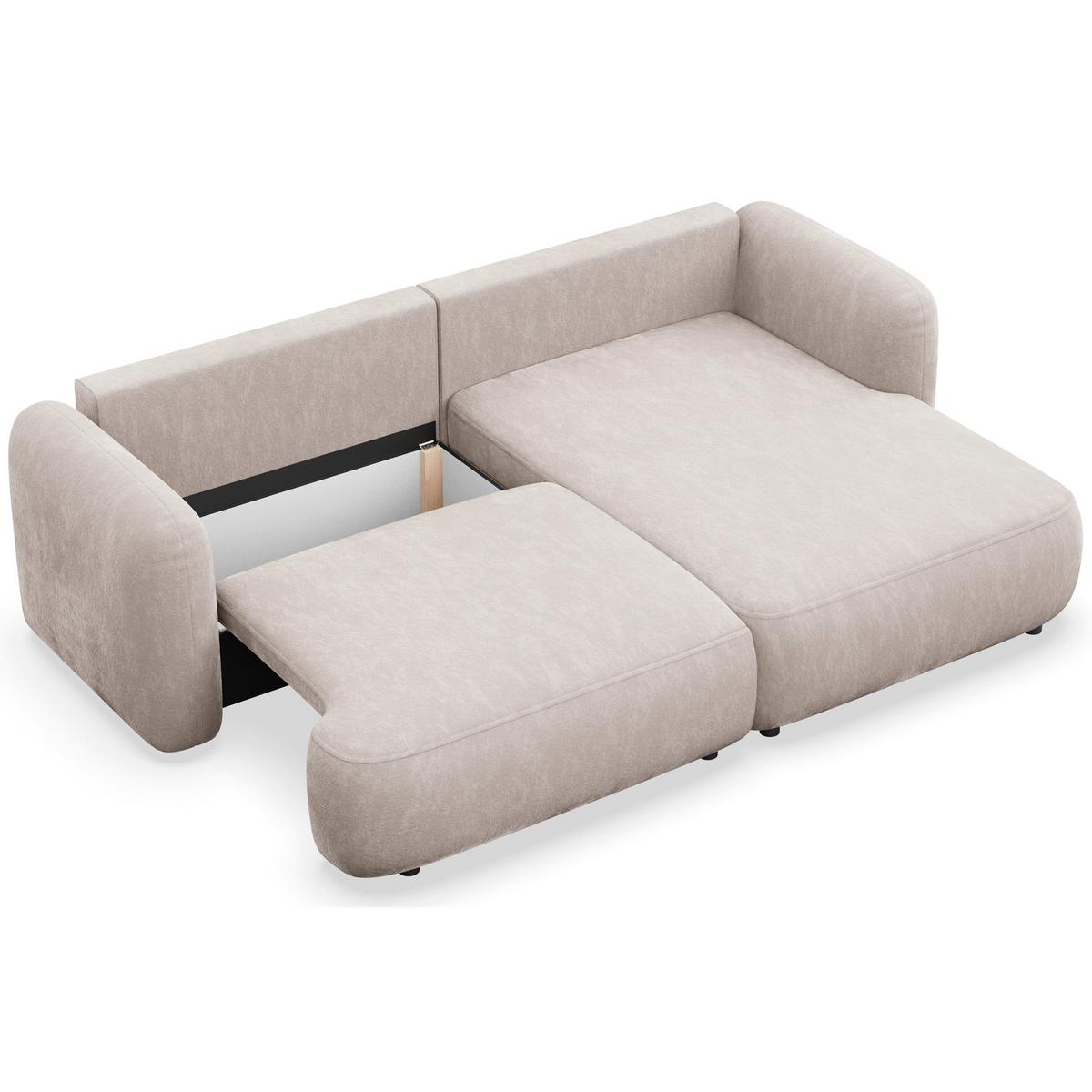 ECKSOFA Tvoya hellbeige Chenille - Ecru/Schwarz, Kunststoff/Textil (175/267cm) - Selsey