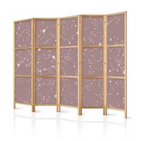 PARAVENT Japanischer 5-tlg 225x172 cm Sterne - Rosa, Holz/Textil (225/172/3cm) - Muralo