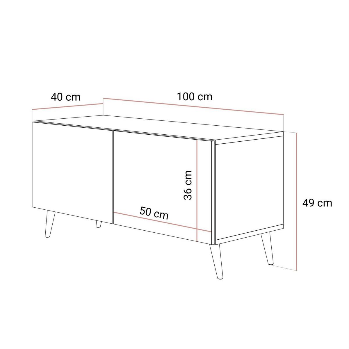 TV-UNIT COLGANTE NUSSBAUM auf Füßen mit LED - Nussbaumfarben, Holzwerkstoff (100/49/40cm) - Lookway