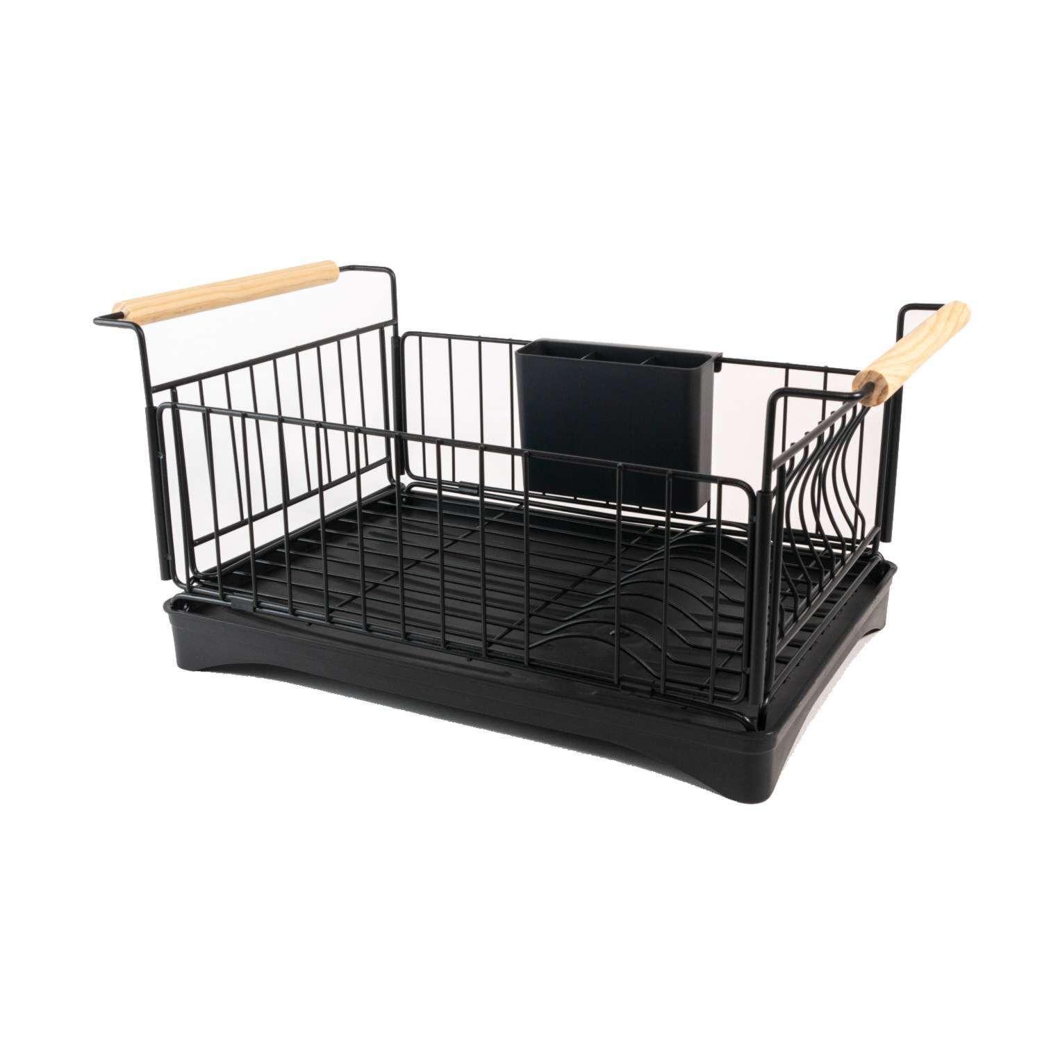 GESCHIRR-ABTROPFGESTELL mit Abtropfschale - Schwarz, Metall (29/23.5/50cm) - Intirilife
