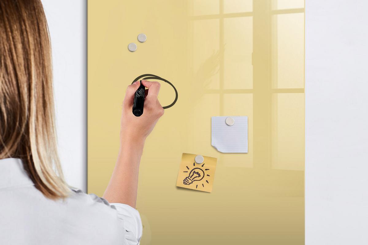 MAGNETTAFEL 60x90 Creme schwarzer Marker - Creme, Glas (60/0.4/90cm) - TULUP