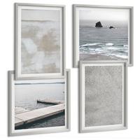 BILDER SET 4er Set - 50x50 cm & 40x60 cm Silberner Rahmen - Abstraktes Design, moderne Texturen - Silberfarben, Kunststoff (50/50cm) - TULUP