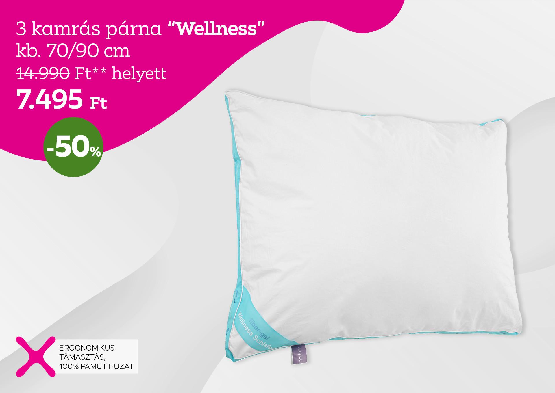 3 kamrás párna WELLNESS 70/90 14990 Forint helyett 7495 Forint, kedvezmény mértéke 50%
