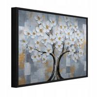 BILDER mit Rahmen Baum Blumen Grau 150x100 cm - Multicolor, Metall (150/100cm) - Wallarena