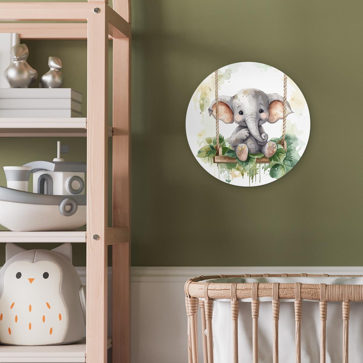 WANDBILD Elefant - Tier - Kinder - Dschungel Deko Wohnzimmer 30x30 cm - Hellgrau, Kunststoff (30/30cm) - MuchoWow