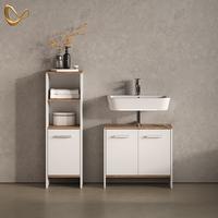 BADEZIMMERMÖBEL-SET Amalfi Weiß/Goldkraft Eiche 2 Teile - Honigeiche/Weiß, Holzwerkstoff (63.8/57/26.3cm) - Livinity®