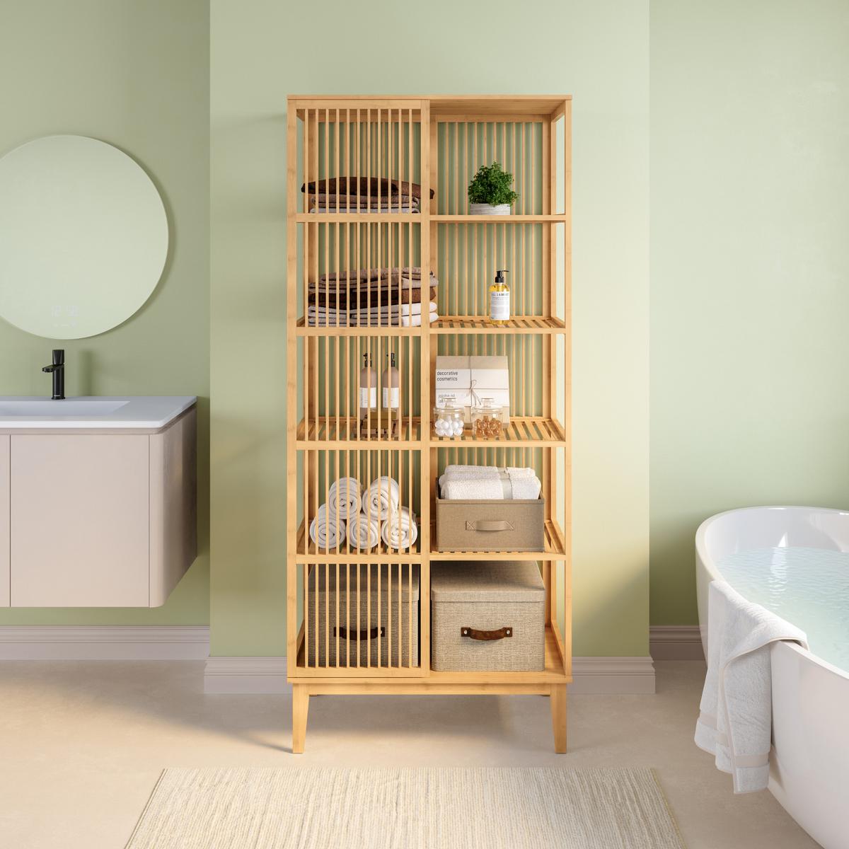 STANDREGAL Trundholm - Naturfarben, Holz (80/185/45cm) - [en.casa]