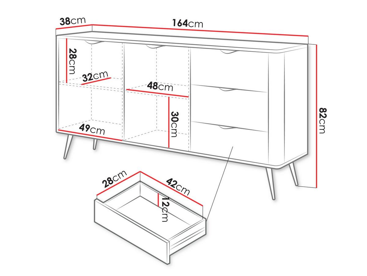 KOMBIKOMMODE Lante 2D3S - Dunkelgrau/Schwarz, Holzwerkstoff/Metall (164/82/38cm) - MIRJAN24
